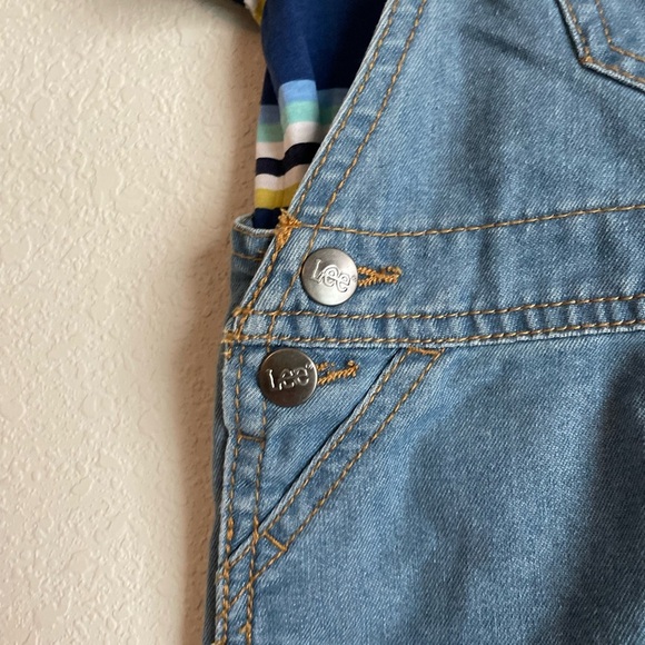 Lee Baby Boy Blue Denim Overalls with Striped Shirt size 3/6M -NWT - Picture 5 of 7